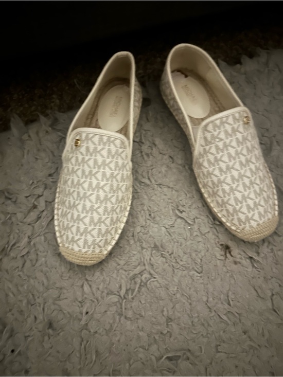 Michael Kors Other - Michael Kors Ivory/Beige MK Logo Slip-On Espadrilles